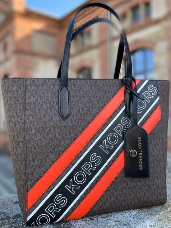 MICHAEL Michael Kors Handbags - MICHAEL Michael Kors Sinclair Large East West Grab Tote - Brown, Black & Orange